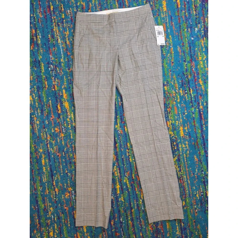 NWT MICHAEL KORS Women's Plaid Wool Blend Dress‎ Pants Size 00 Bone MSRP $195